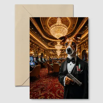 Jack Russell Dog Tuxedo Casino Interior