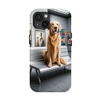 Golden Retriever Sitting in Art Museum