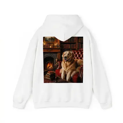 Golden Retriever Relaxing In Cozy Library