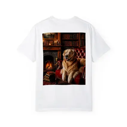Golden Retriever Relaxing In Cozy Library