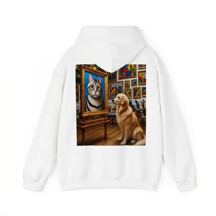 Golden Retriever Admiring Cat Portrait Art Gallery