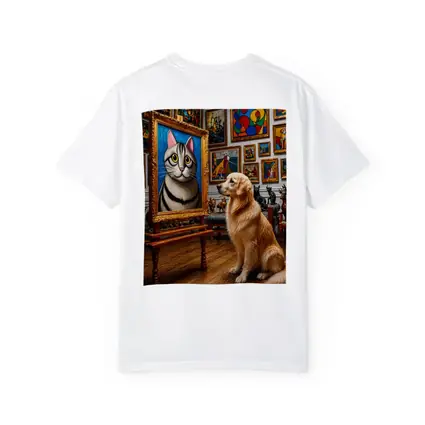 Golden Retriever Admiring Cat Portrait Art Gallery