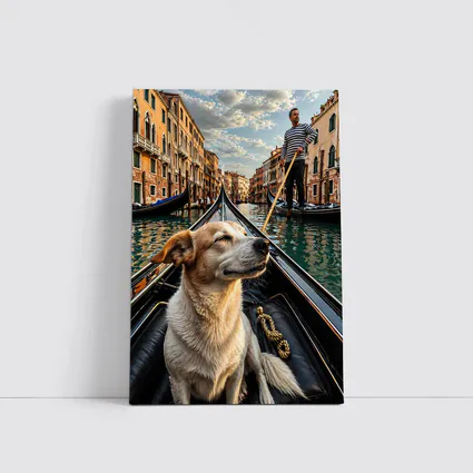 Dog Riding Gondola Venice Canal Italy