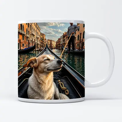 Dog Riding Gondola Venice Canal Italy