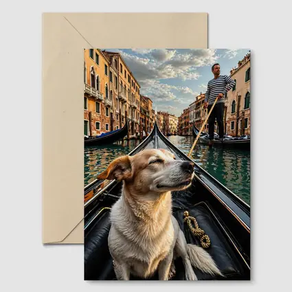 Dog Riding Gondola Venice Canal Italy
