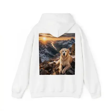 Golden Retriever Resting on Snowy Mountain Summit