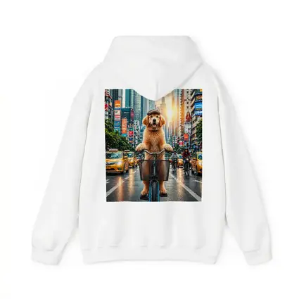 Golden Retriever Riding Bike City Street