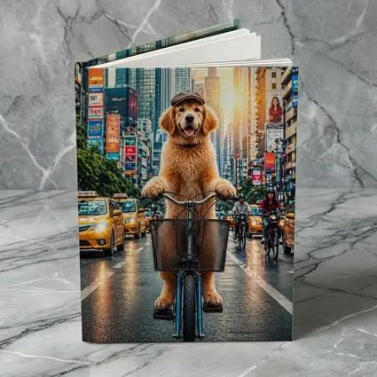 Golden Retriever Riding Bike City Street