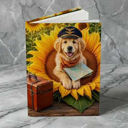 Golden Retriever Puppy Pilot Sunflower Field