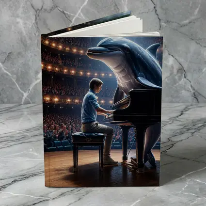 Dolphin and Pianist on Concert Hall Stage