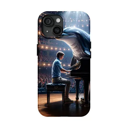 Dolphin and Pianist on Concert Hall Stage