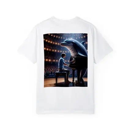 Dolphin and Pianist on Concert Hall Stage