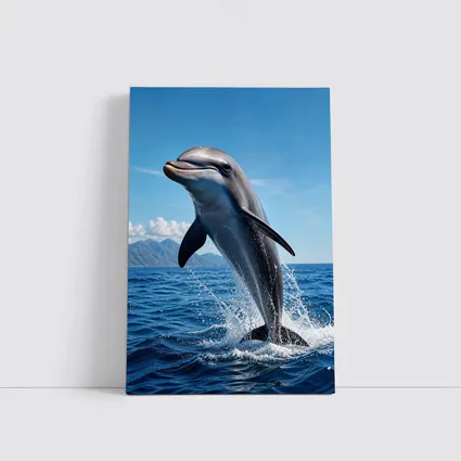 Dolphin Leaping Out of Blue Ocean