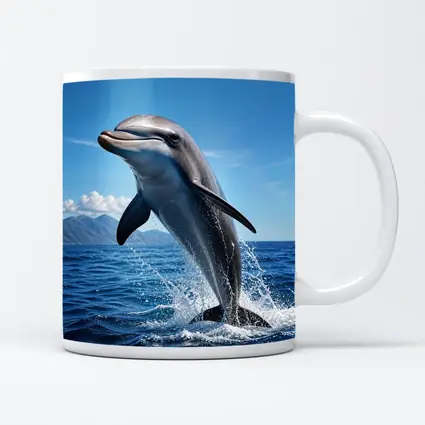 Dolphin Leaping Out of Blue Ocean