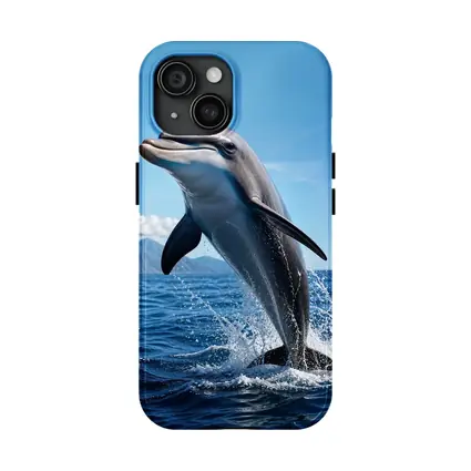 Dolphin Leaping Out of Blue Ocean