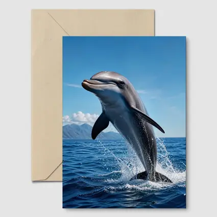 Dolphin Leaping Out of Blue Ocean