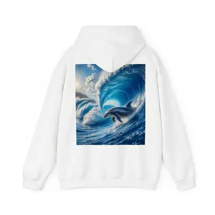 Dolphin Riding Giant Blue Ocean Wave
