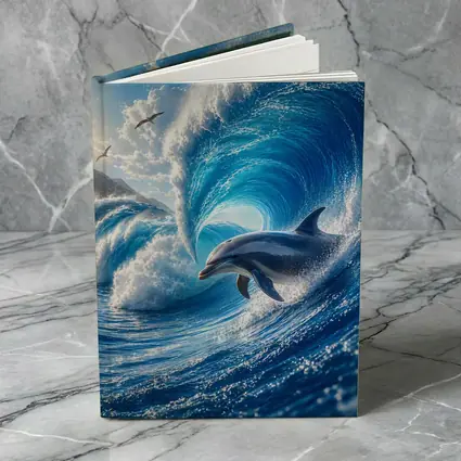 Dolphin Riding Giant Blue Ocean Wave