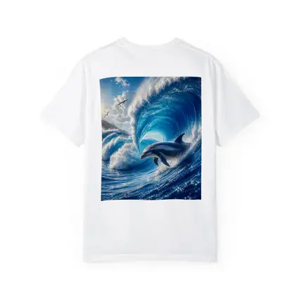 Dolphin Riding Giant Blue Ocean Wave
