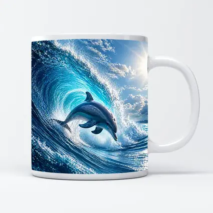 Dolphin Leaping Through Giant Ocean Wave