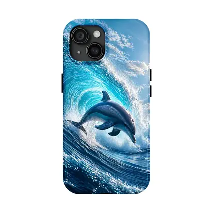 Dolphin Leaping Through Giant Ocean Wave