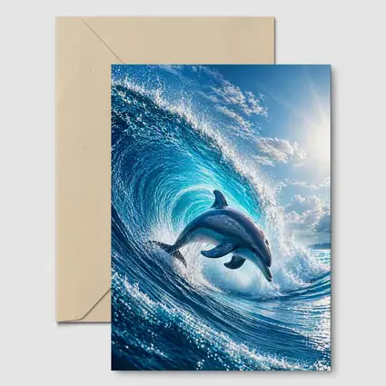 Dolphin Leaping Through Giant Ocean Wave