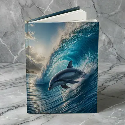 Dolphin Riding Ocean Wave Tropical Shore