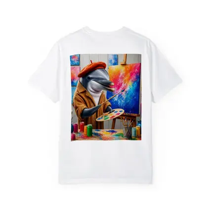 Dolphin Artist Painting in Colorful Studio