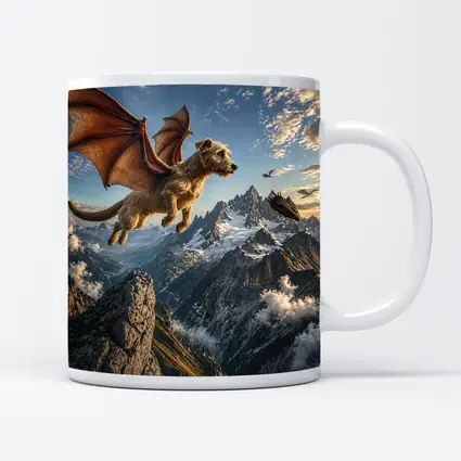Flying Dragon Dog Over Mountain Peaks