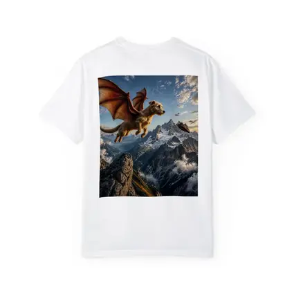Flying Dragon Dog Over Mountain Peaks
