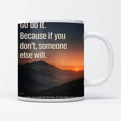Follow Through Motivational Quote Mountain Sunset
