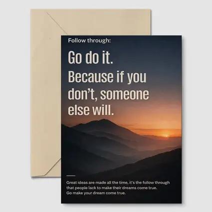 Follow Through Motivational Quote Mountain Sunset