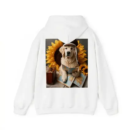 Golden Retriever Traveler With Sunflowers Map