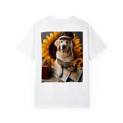 Golden Retriever Traveler With Sunflowers Map