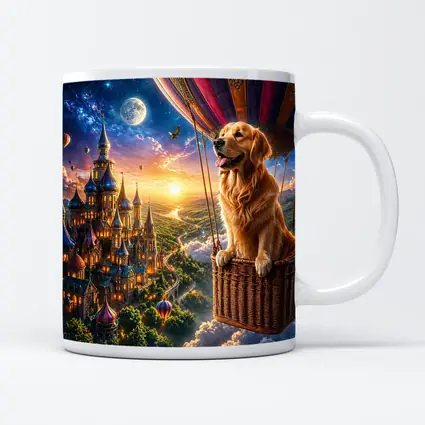 Golden Retriever Hot Air Balloon Fantasy Castle