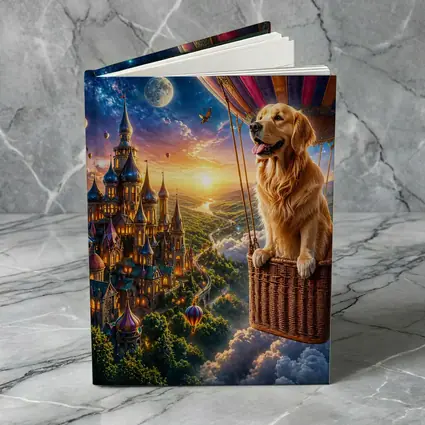 Golden Retriever Hot Air Balloon Fantasy Castle