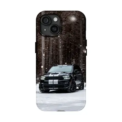 Dodge Durango Black SUV Snowy Forest