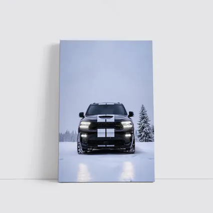 Dodge Durango Black SUV Snowy Winter Scene