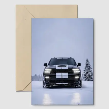 Dodge Durango Black SUV Snowy Winter Scene
