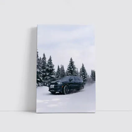 Dodge Durango Black SUV Snowy Forest