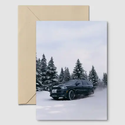 Dodge Durango Black SUV Snowy Forest