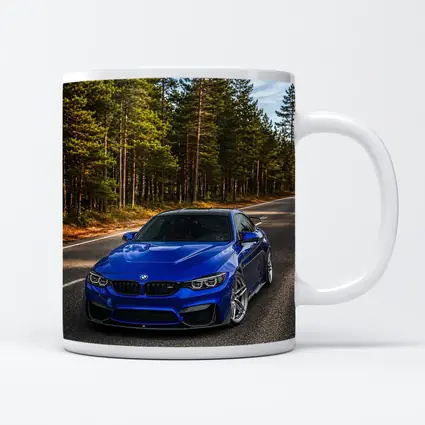 BMW M4 Blue Coupe Forest Road
