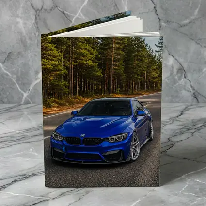 BMW M4 Blue Coupe Forest Road