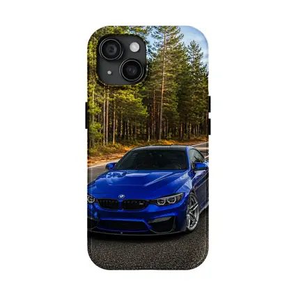 BMW M4 Blue Coupe Forest Road