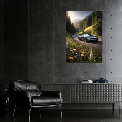 Bugatti Veyron on Winding Mountain Road