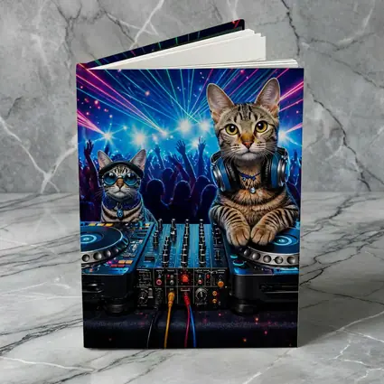 Egyptian Mau Cats DJing Neon Club Night