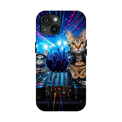 Egyptian Mau Cats DJing Neon Club Night
