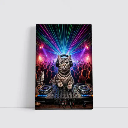 Egyptian Mau Cat DJ Neon Dance Party