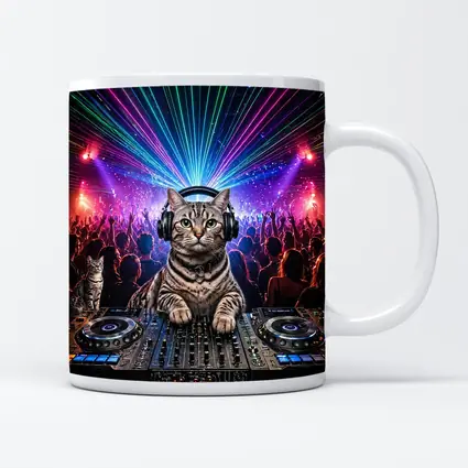 Egyptian Mau Cat DJ Neon Dance Party