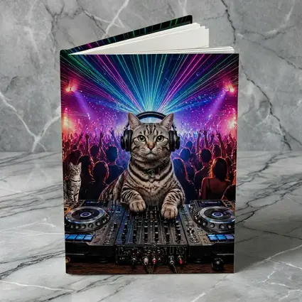 Egyptian Mau Cat DJ Neon Dance Party